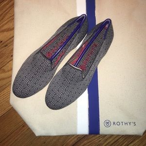 Rothys charcoal grid Loafer size 8 BNIB